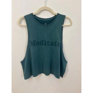 Spiritual Gangster Meditate Teal Sleeveless Tank Top M/L 100% Nylon Womens Casua